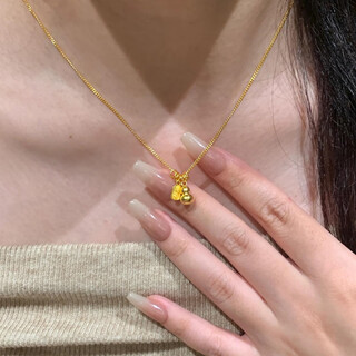 Ofk old phoenix 999 gold small gourd clavicle necklace is exquisite, compact and niche with simple design