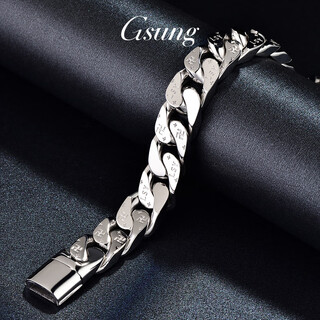 Gsung platinum bracelet for men pt950 cuban bracelet solid atmosphere platinum men's bracelet personalized riding whip chain priced by gram, contact customer service before bidding for gold price