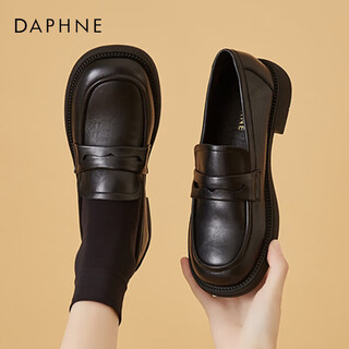 Daphne single shoes women's leather small leather shoes new versatile flat loafers one-leg women's shoes 422104579 black 38