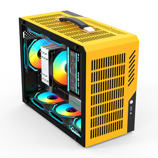 Galaxy d03 computer case desktop mini small case with handle side transparent glass/m-atxitx motherboard/240 water cooling/desktop computer host case yellow
