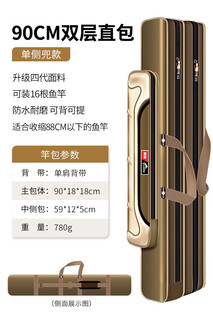 Japan's thickened fishing rod bag, multi-functional fishing gear bag, large capacity rod bag, no need to disassemble the wheel, fishing waterproof sea rod bag, 90cm double layer direct bag, fourth generation thickened waterproof fabric