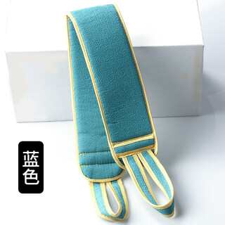 Double-sided strong back rub towel with pull back strip for men and women, back rub, decontamination and mud rub artifact, long back bath towel, extended and thickened back rub strip (blue)