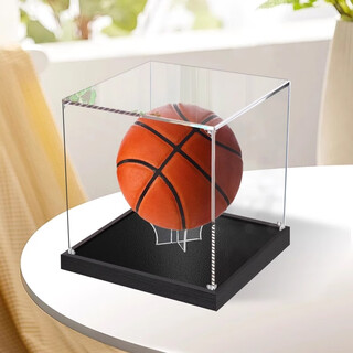 Bricklight signature football basketball volleyball storage display box acrylic no. 234567 standard ball high-definition transparent dust cover experience 2mm (collection s level) black brushed base no. 7 ball suitable for -30*30*30 (ball rack included)