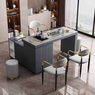 Slate tea table and chair combination modern simple light luxury home balcony tea table removable retractable tea table rotating tea table 1.0 meters removable rotating fixed with charging connector multifunctional slate single tea cart electric tea stove