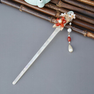 Wanbaozi simple summer classical daily updo hairpin hosta cheongsam hanfu matching temperament hairpin ancient style headdress women's red jade hosta