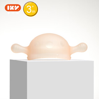 Ikv baby teether small mushroom teether 3-6 months anti-eating hand and teeth chewer to soothe baby during oral period spaceship cross-handle mushroom teether - powder