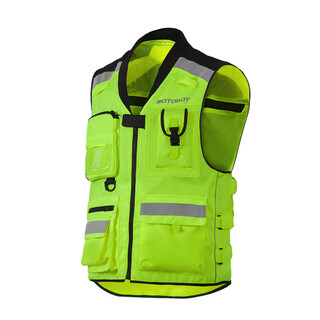 Johnson motorcycle riding vest motorcycle anti-fall rider fluorescent vest men's clothing reflective at night fluorescent yellow (with chest protector and back protector) m