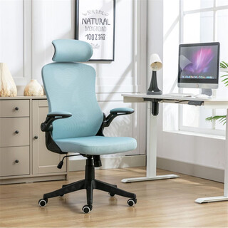 Shengbei hengchang office chair comfortable universal wheel waist belt headrest mesh staff conference chair guest chair sky blue