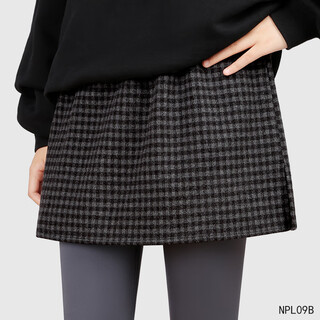New fiona butt curtain women's hem covering buttocks bottoming artifact for layering in autumn and winter thickened plaid shark pants loose skirt black and gray woolen slit style l 90-125jin jin is equal to 0.5kg