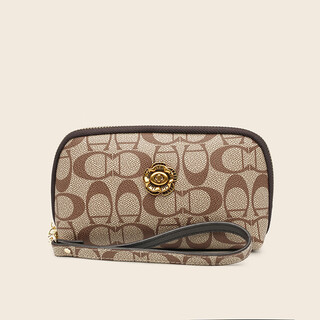 Kuqi kangaroo wallet women's middle-aged clutch women's temperament large capacity practical mother's mobile phone bag coin purse women's wallet khaki