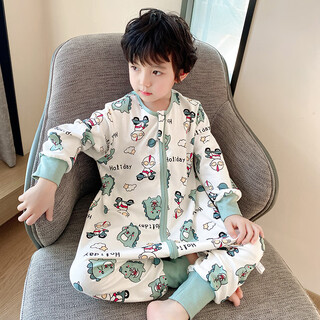 Children's sleeping bag autumn pure cotton medium and large children's sleeping bag split leg four-season universal baby anti-kick quilt spring and autumn one-piece pajamas ln-n330 naughty dragon 130 40-50jin jin equals 0.5 kg