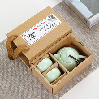 Jingxiangting ding kiln tea set ceramic xishi pot gift box home portable travel gift accompanying new year's goods mid-autumn festival gift xishi pot tea set one pot two cups (green