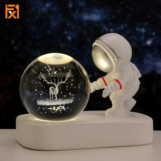 Fascini astronaut night light little prince crystal ball luminous base desktop ornament birthday gift beloved astronaut-a deer accompanying gift box