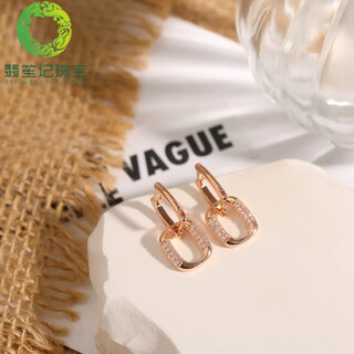 Feishengji fat donglai same style 18k rose gold square geometric gold temperament personalized sexy color gold 2024 new earrings rose gold earrings