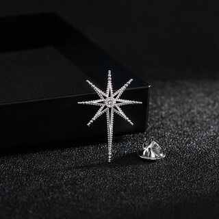 Kerla retro eight-pointed star brooch men's suit corsage business shirt collar pin coat silver one
