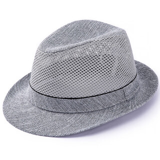 Hats for middle-aged and elderly men, summer hats, sun hats, cool hats, casual outdoor mesh dad summer breathable straw hats, gray, free windproof rope, small size 56 cm hat girth