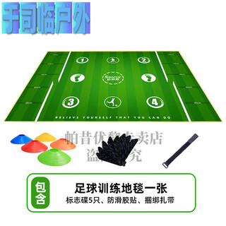 Football training equipment set indoor football training blanket sound insulation and noise reduction household children's football mat agility carpet galloping green style ++ 5 discs + anti-slip adhesive tape + bundling