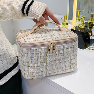 网红时尚化妆包新款大容量大号手提可爱女洗漱包随身旅行包收纳盒 小香风白色