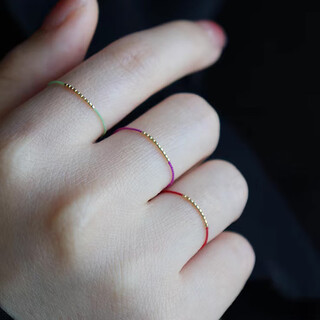 Brocade edge 18k gold sesame beads braided rope thin ring for women adjustable stacking niche design red rope gift for girlfriend and best friend big red ring