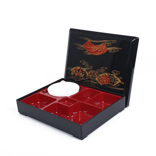 Rongnuoyexing abs material japanese-style lunch box with bowl, leak-proof soup lunch box, fast food box, business meal box, printed liner with bowl 38bpn lunch box 30*24.5*6cm