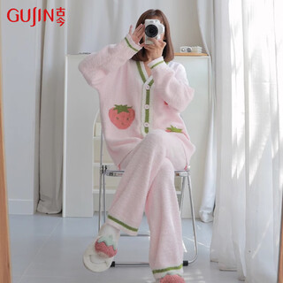 Ancient and modern (gujin) coral velvet pajamas for women in autumn and winter, thickened velvet cardigans, sweet half velvet that can be worn outside as home clothes