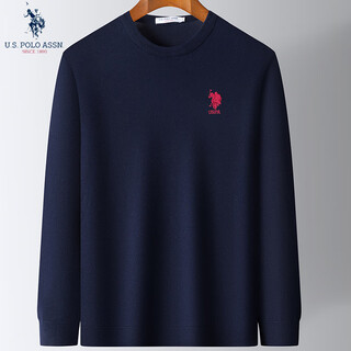 U.s. polo assn. paul sweater men's casual fashion round neck sweater men's autumn style men's sweater navy l 170 (120-135jin jin equals about 0.5 kg)