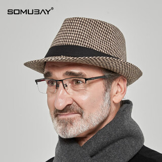 Somubay middle-aged and elderly men's top hat autumn and winter thin retro jazz hat four seasons dad gentleman hat shanghai beach hat men's coffee one size 56-58cm