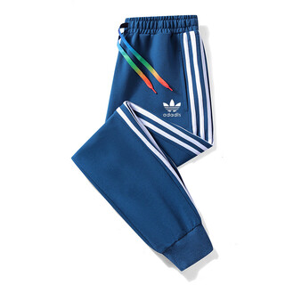 Clover shell head autumn new large size sports pants men's casual fashion versatile sweatpants loose leg-tie trendy cotton knitted trousers blue 2xl recommended weight 150-170jin jin is equal to 0.5 kg