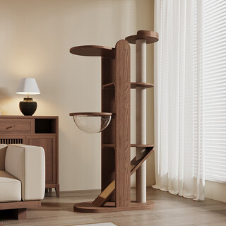 妙品阁实木猫爬架猫窝猫树一体不占地猫咪跳台太空舱猫抓柱小户型猫爬架 实木猫爬架-太空舱款【包送货】