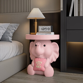 Jizhao 2026 new cartoon small coffee table side table living room sofa side table children's room bedside table shelves cute table pink elephant side table