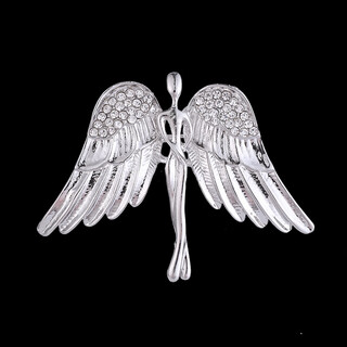 Quamer fashion men's suit personalized collar pin tassel brooch simple versatile dress suit outer silver angel