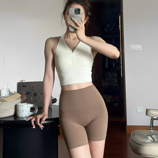 Xin nurse summer nude feeling no embarrassing line peach butt lifting fitness pants sports cycling three-point pants pilates yoga shorts for women coco color* sports three-point pants highly elastic nude feel iui l recommended 110--125 jin jin is equal to 0.5 kg to wear