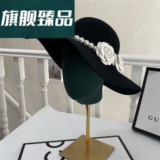 Nanbomaru Свадебная шляпа в стиле французского ретро в стиле ретро, черная с большими полями, в стиле Хепберн, в стиле Хепберн, с жемчужным цветком, элегантная фотомодель шляпы