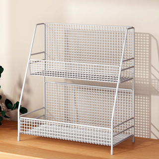 Zhizhi yifan desktop storage rack multi-layer simple snack rack on the table for home living room water cup storage rack kitchen countertop spice rack white - double layer 40cm regular flat style