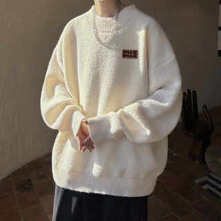 Xiwu half turtleneck sweater men's spring, autumn and winter thickened velvet pullover threads trendy brand loose bottoming sweater jacket white xl - recommended 110-140jin jin is equal to about 0.5 kg