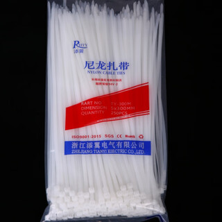 Tianyi cable ties, self-locking nylon cable ties, white small size, computer host installation, gardening, cable desktop wiring harness, strapping straps, fixed strapping straps, strong straps, 3.6mm wide, 30cm long, 250 pieces