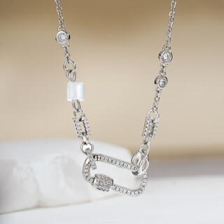 Pop-plated 18k gold paper clip replaceable buckle necklace diy buddha pendant chain sweater chain versatile women's paper clip universal chain