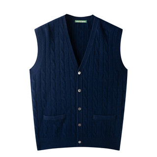 Chunchu shopping mall same v-neck pure wool vest men's old money style cable sleeveless sweater cardigan vest top new shangqing l (110cm)