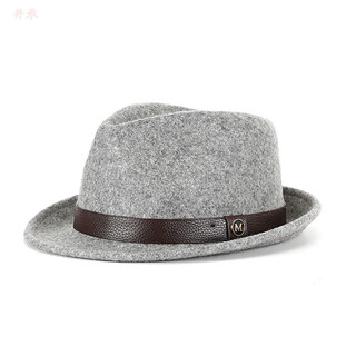 Wanhongda top hat for men, middle-aged and elderly, high-end pure wool men's top hat, woolen winter hat, british gift box jazz hat for women, 100% main material, woolen wool mixed gray, one size fits all (58-60cm)