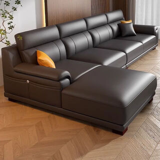 Leather sofa modern minimalist sofa first layer cowhide combination imperial concubine italian style small apartment living room leather art light luxury footrest 60*80cm flagship version contact surface genuine leather pine wood frame latex