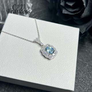 Cajj francois 1.60 carat aquamarine pendant for women, natural colored gemstone, jewelry gem 925 silver inlay, aquamarine pendant