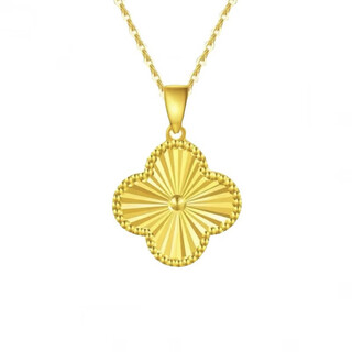 The most decorated gold 999 pure gold-covered silver necklace for women, laser four-leaf clover pendant, 5g craft clavicle chain as a gift for your girlfriend, laser four-leaf clover single pendant