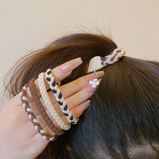 Jieweiyi headband women's high-end large intestine hair band rubber band hair leather case durable high ponytail hair accessories hair rope head accessories bh-fq117 mixed color 5-piece set