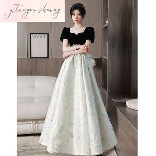 Lanlingfang chanunrun banquet evening dress for women, can be worn in daily life, elegant annual party dress for women, small french evening, black long xs