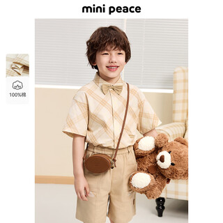 Minipeace children's clothes xia xin boys' short-sleeved shirt f1ccf2429 custard gray 110