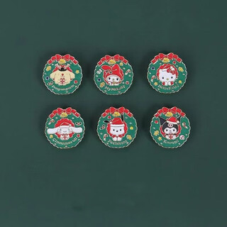 Green new year party culomi brooch cute christmas cinnamon dog cartoon metal student badge creative pin happy 6-piece set