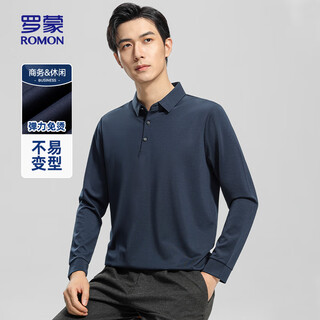 Romon long-sleeved t-shirt men's polo collar young and middle-aged spring and autumn solid color business casual t-shirt top d09