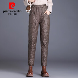 Pierre cardin down pants women's outerwear 2026 autumn and winter new pants - 40 degree coldproof straight cotton pants khaki m recommended 90-105 jin jin equals 0.5 kg
