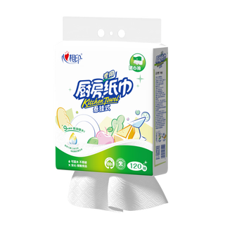 Heart-to-heart kitchen roll household oil-absorbing and water-absorbing kitchen paper thickened hanging hand towel food contact grade full box hanging kitchen paper 120 pumps