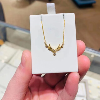 Canbei high-quality hong kong 22k gold with diamond antler necklace for women gold all the way with you series clavicle chain light luxury with diamond one